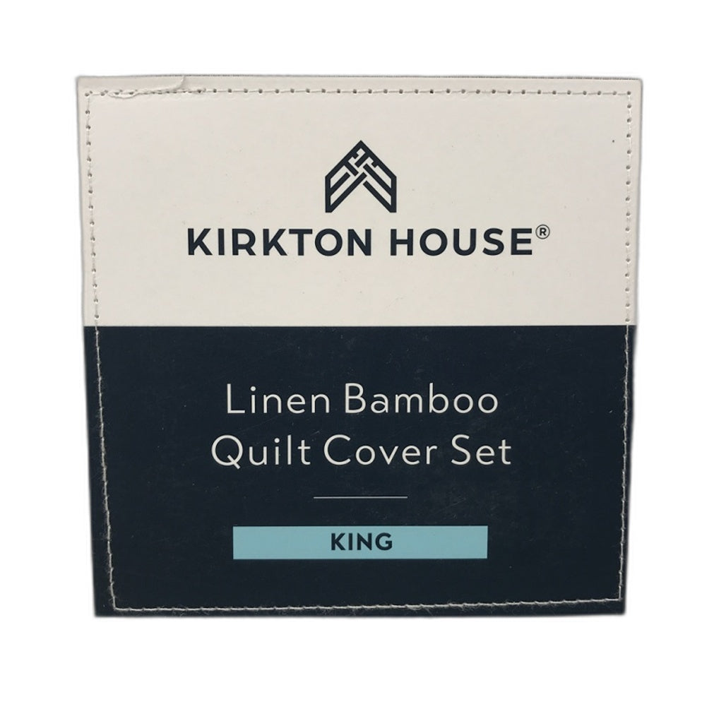 Kirkton House Linen Bamboo Quilt Striped King Cover Set NEW