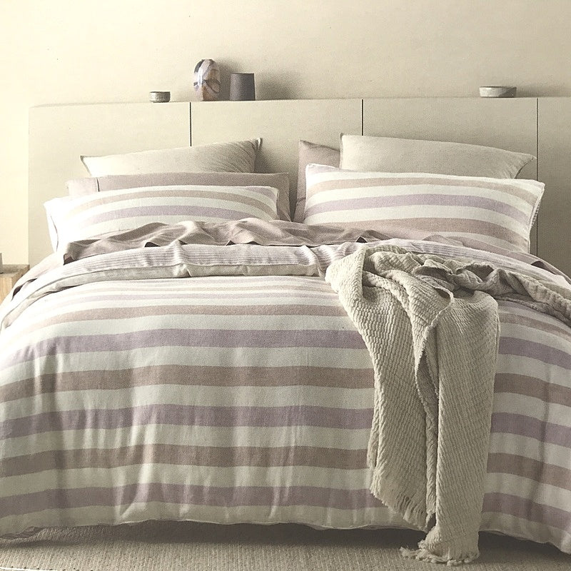 Kirkton House Linen Bamboo Quilt Striped King Cover Set NEW