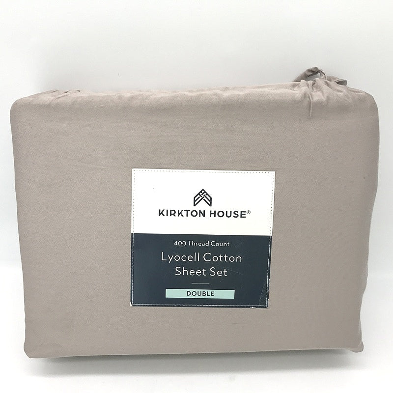 Kirkton House 400 Thread Count Lyocell Double Cotton Brown Sheet Set NEW