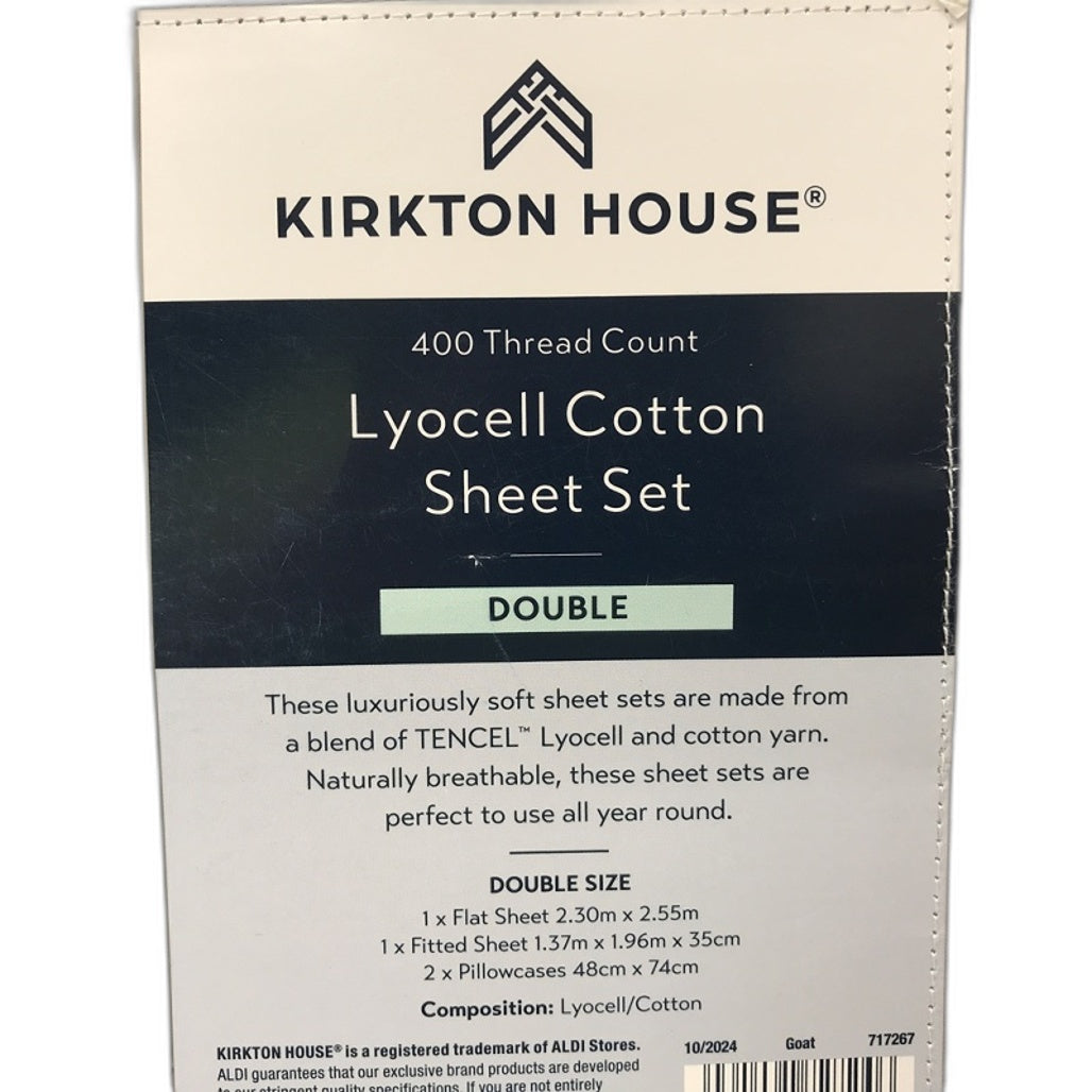 Kirkton House 400 Thread Count Lyocell Double Cotton Brown Sheet Set NEW