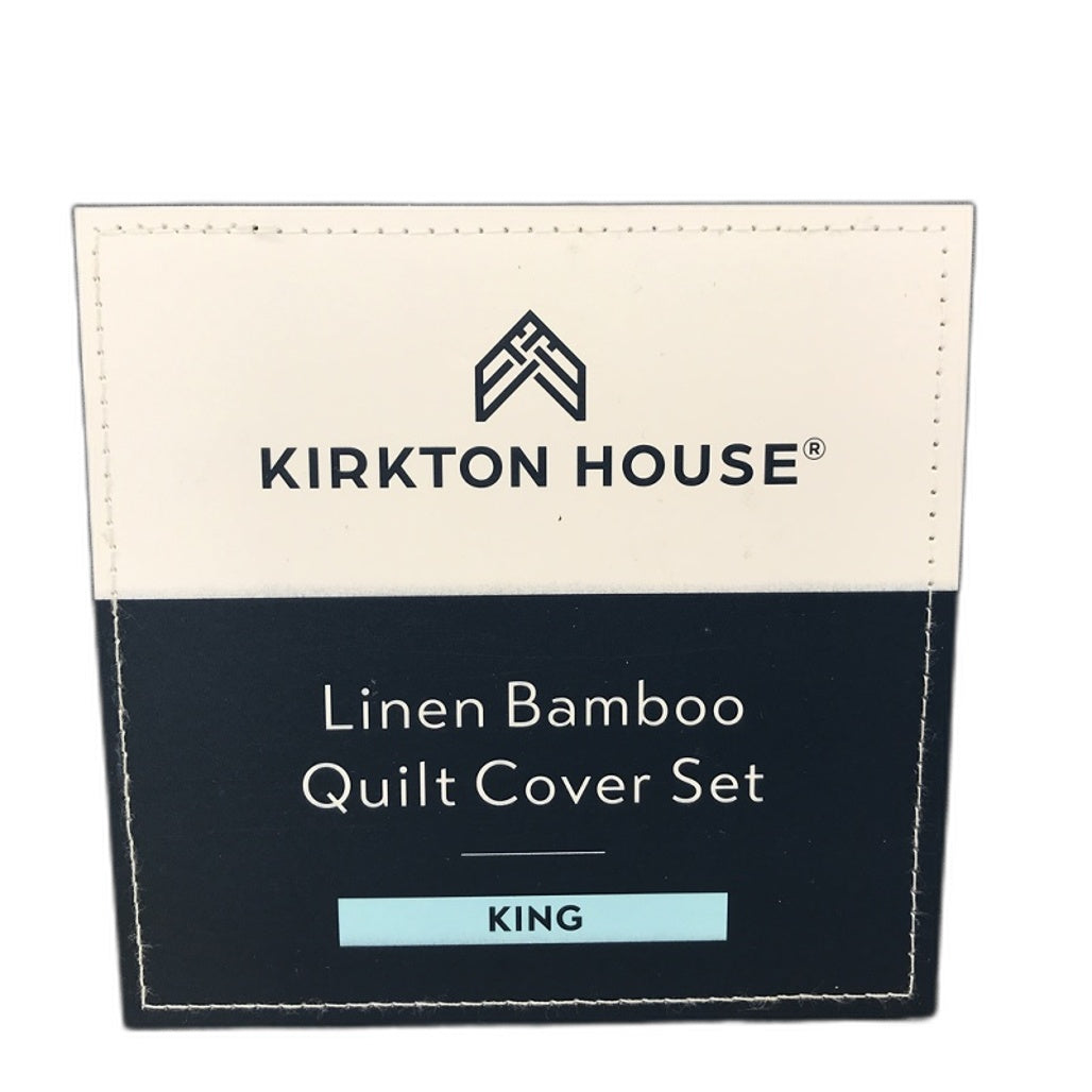 Kirkton House Linen Bamboo Charcoal King Quilt Cover Set NEW