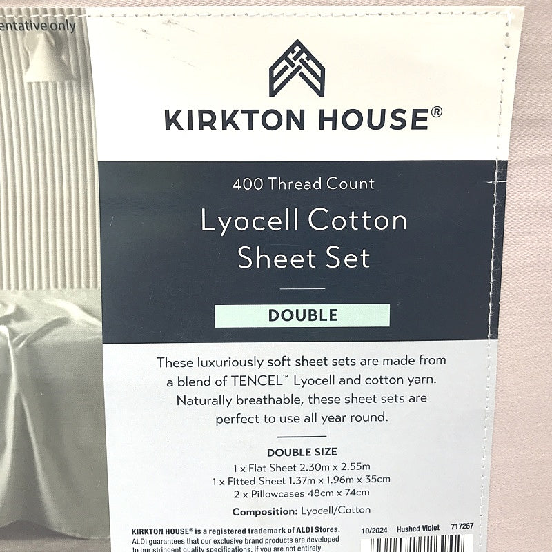 Kirkton House 400 Thread Count Lyocell Double Cotton Pink Sheet Set NEW