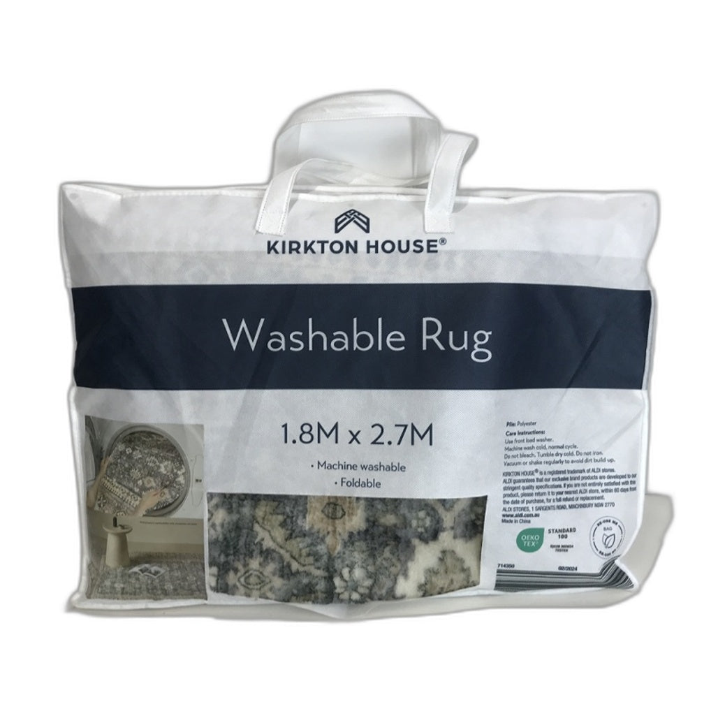 Kirkton House Machine Washable Foldable Rug 1.8x2.7m NEW