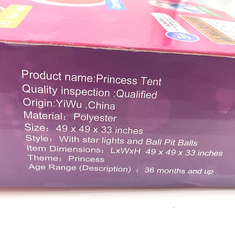 Children's Princess Girls Tent, Ball Pit with Star Light Age 3+ NEW