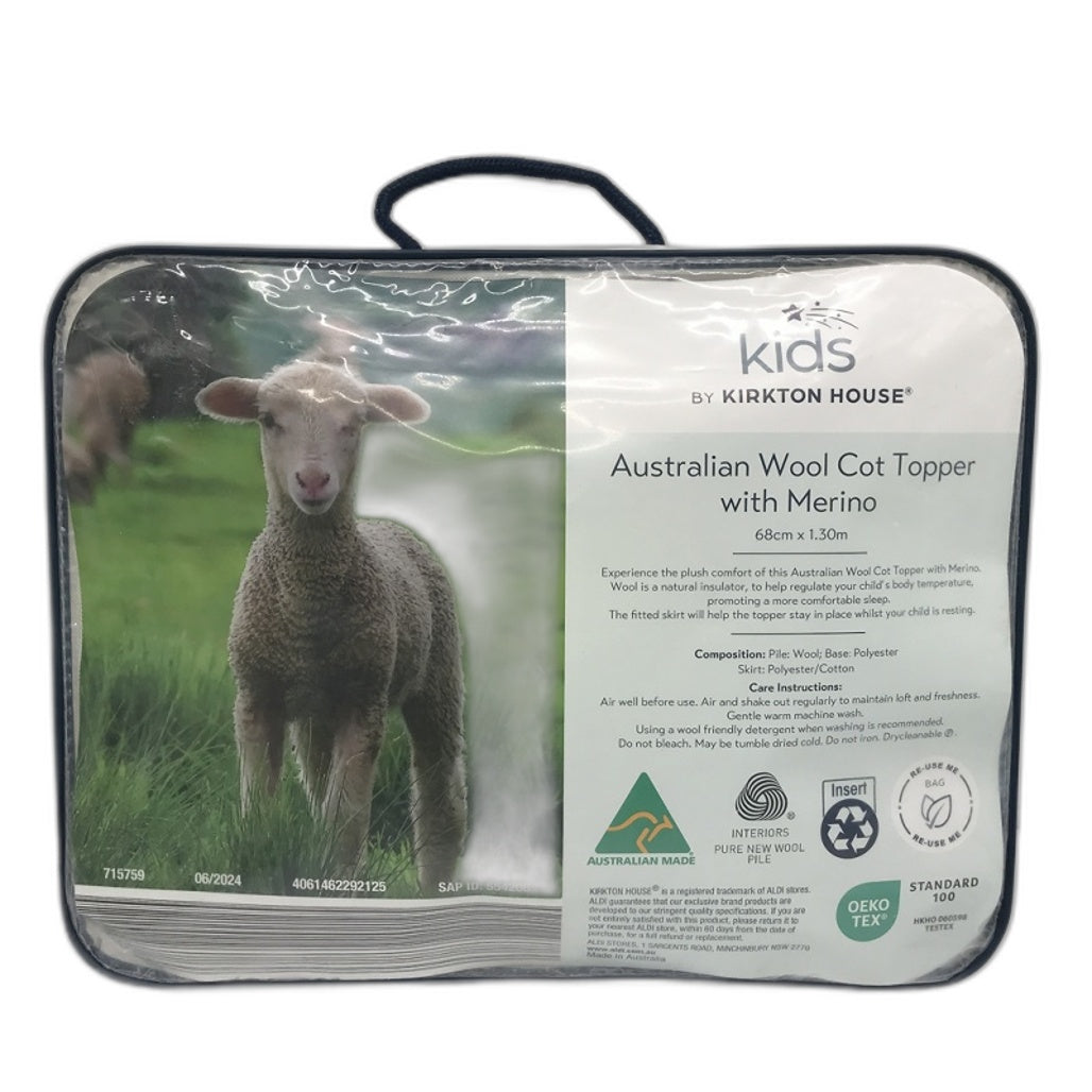 Kids Kirkton House Australian Wool Cot Topper with Merino NEW