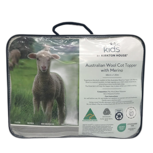 Kids Kirkton House Australian Wool Cot Topper with Merino NEW