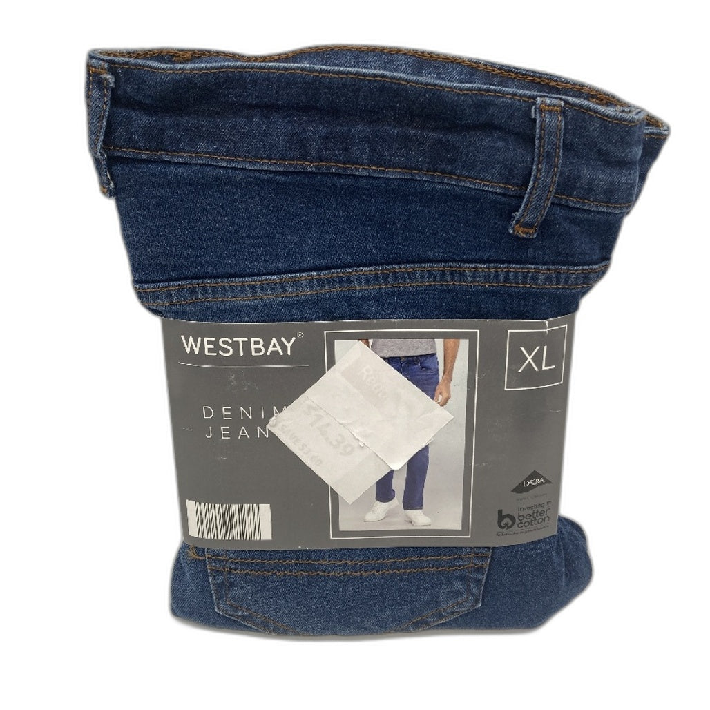 Westbay Mens Basic Blue Straight Leg Denim Jeans Size XL NEW