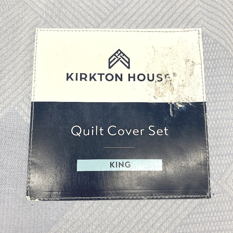 Kirkton House 225 Thread King Sky Blue Quilt Cover Set NEW