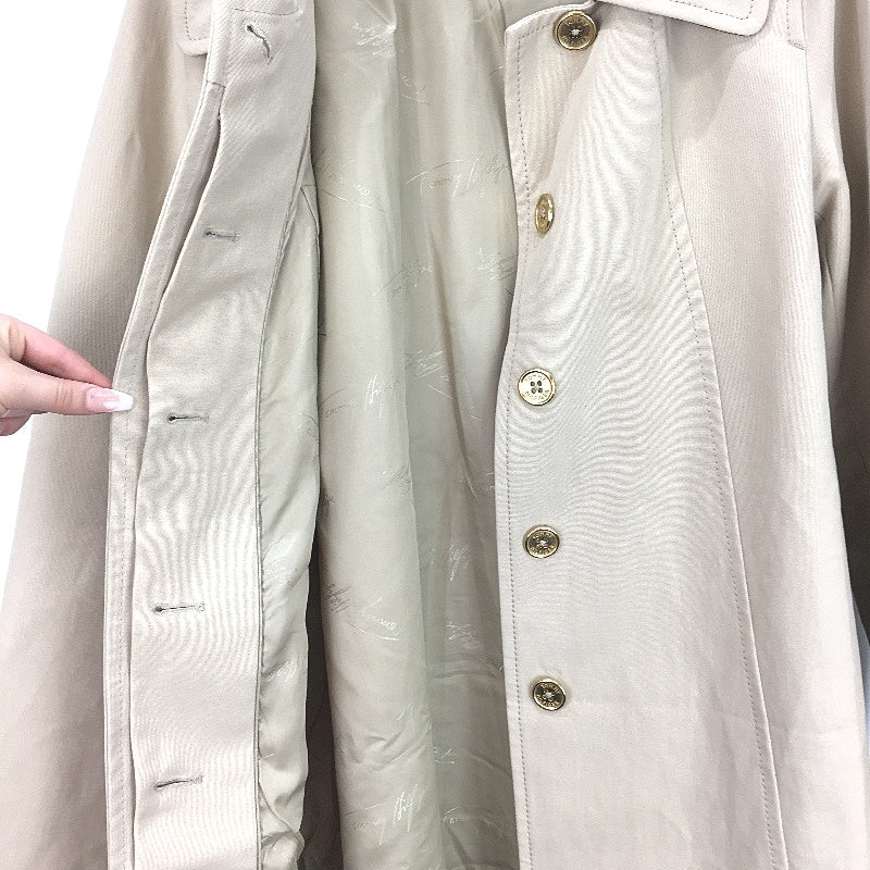 Tommy Hilfiger Tan Beige Long Button Up Coat Ladies Size Large NEW