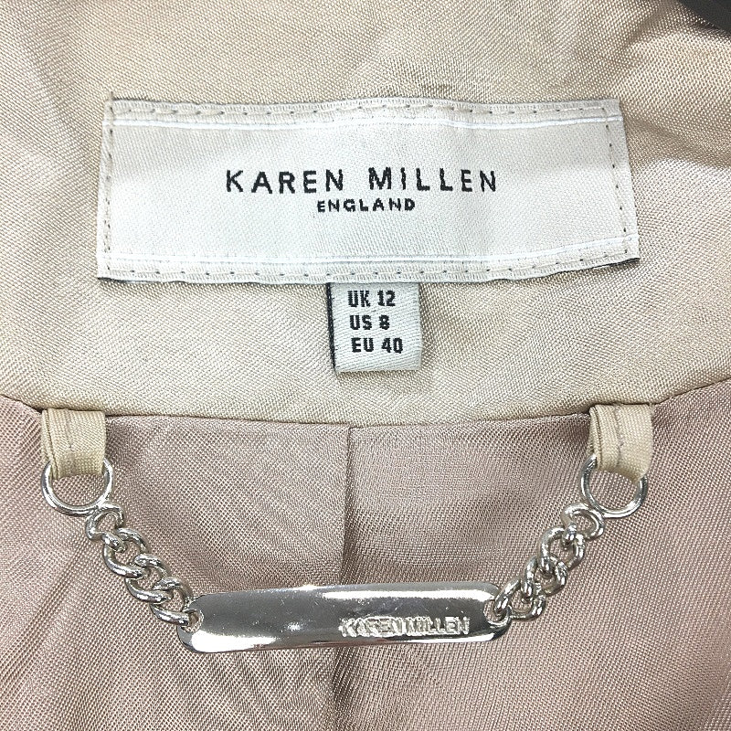 Karen Millen Beige Tan Cropped Coat Blazer Ladies Size UK12 NEW