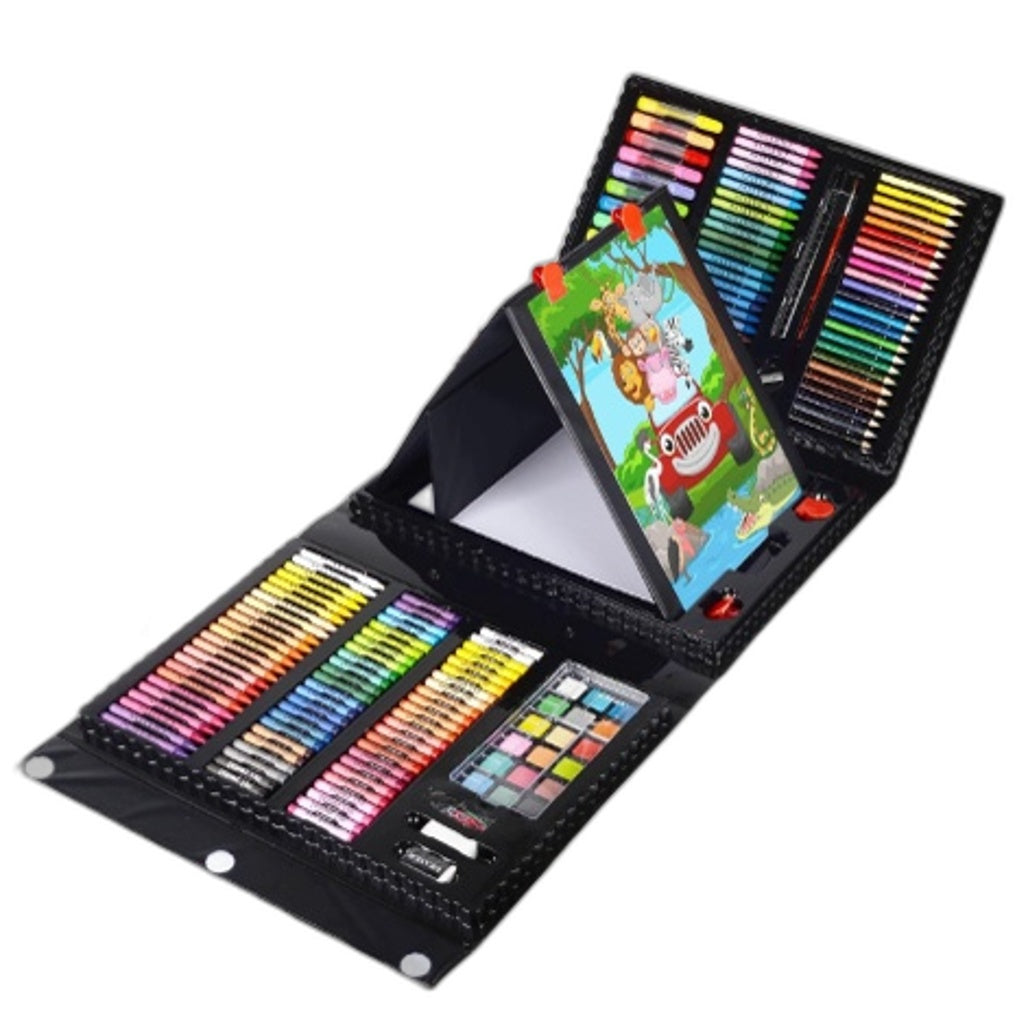 Kinspory 290 Pce Art Kit Drawing Supplies w/ Trifold Easel, Pastels, Crayons & More NEW