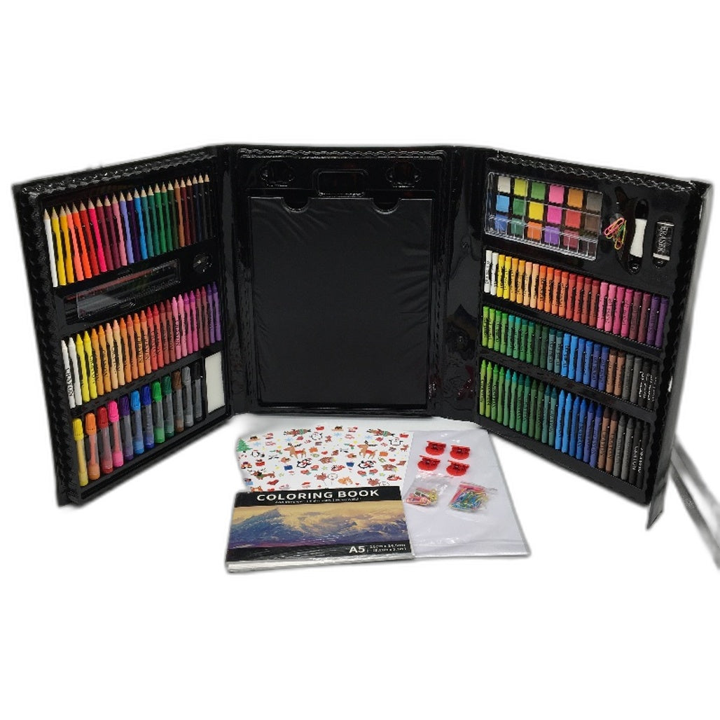 Kinspory 290 Pce Art Kit Drawing Supplies w/ Trifold Easel, Pastels, Crayons & More NEW