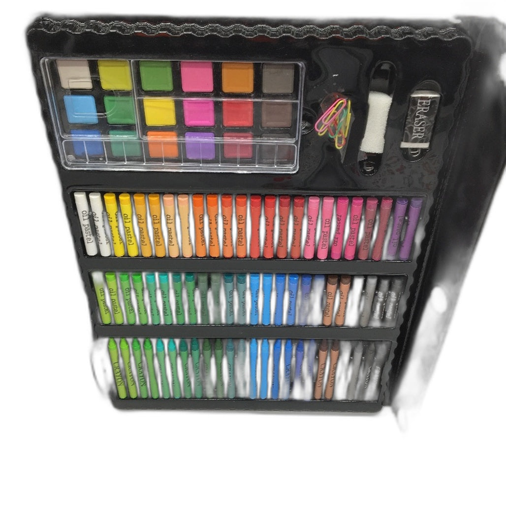 Kinspory 290 Pce Art Kit Drawing Supplies w/ Trifold Easel, Pastels, Crayons & More NEW