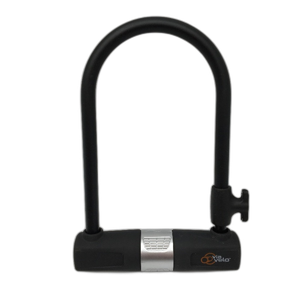 Via Velo Black Bike U-Lock Heavy Duty Steel Long Shackle for Bicycle Security NEW