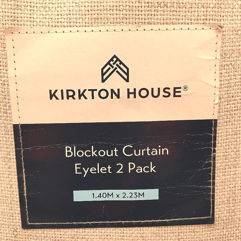 Kirkton House Beige Blockout Curtain Eyelet 2 Pack 1.40m x 2.23m NEW