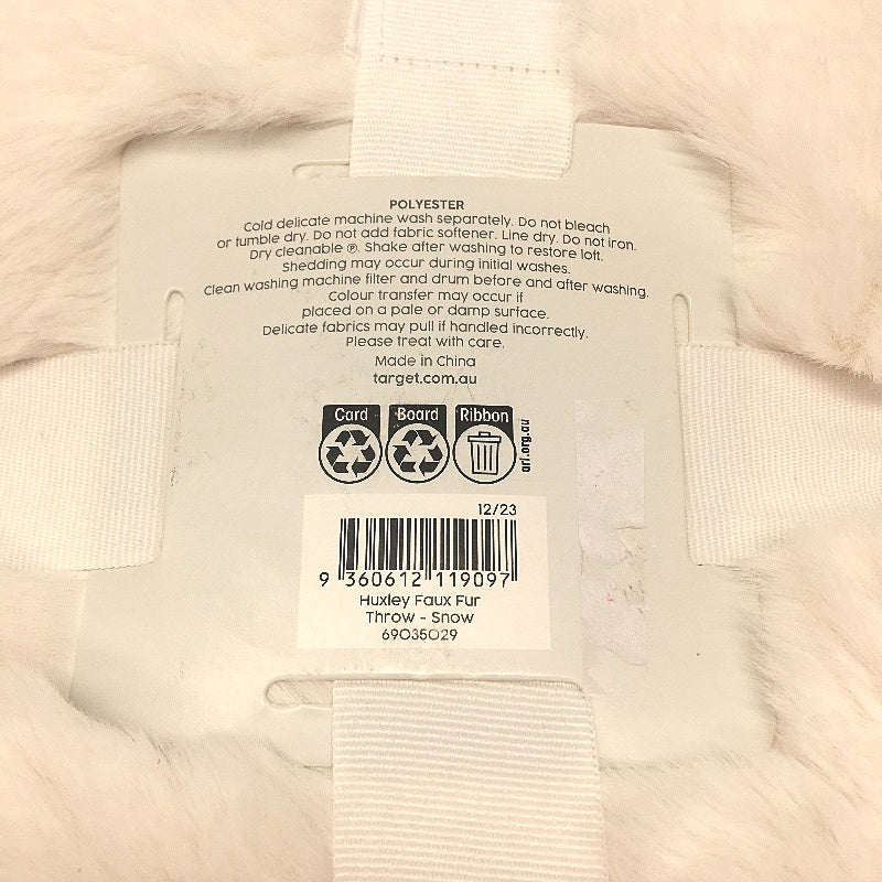 Target Home Huxley Faux Fur Super Soft White Throw 127x152cm NEW