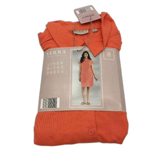 Serra Bright Orange/Pink Linen Blend Button Up Dress Ladies Size 8 NEW