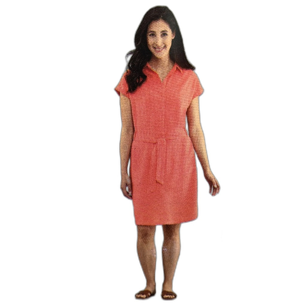 Serra Bright Orange/Pink Linen Blend Button Up Dress Ladies Size 8 NEW