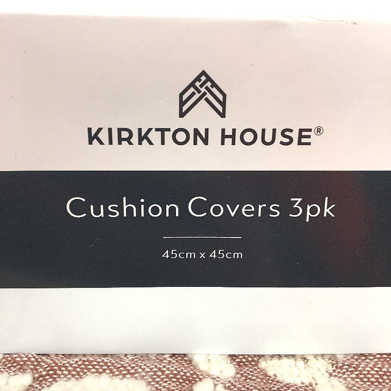 Kirkton House 3 Pack Maroon & Beige Cushion Covers 45 x 45cm NEW