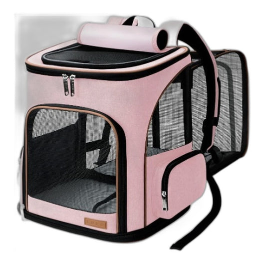 Lekesky Pink Expandable Cat Backpack Pet Holder w/ Escape Proof Leash NEW