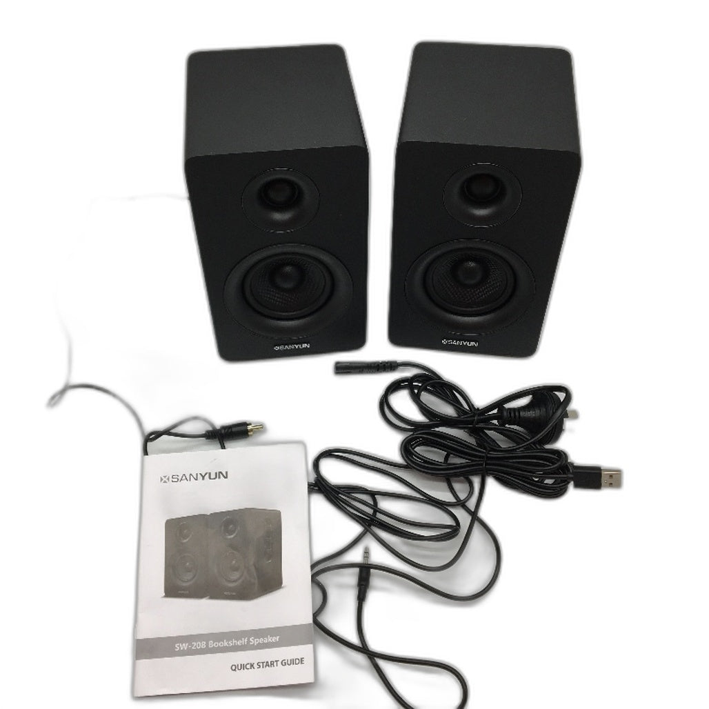 Sanyun SW-208 Active Bluetooth 5.0 Black Bookshelf Speakers 60W NEW