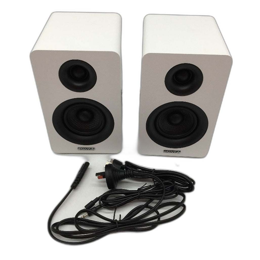 Sanyun SW-208 Active Bluetooth 5.0 White Bookshelf Speakers 60W NEW