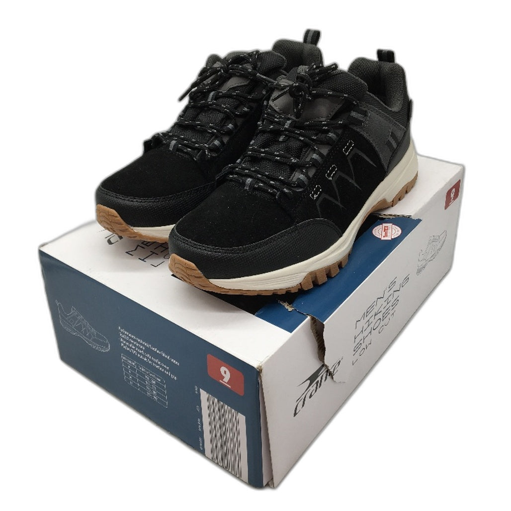 Crane Low Cut Black Lace Up Hiking Shoes Mens Size 9 NEW