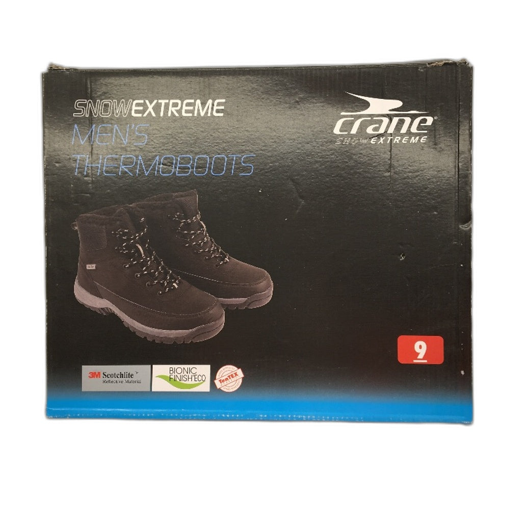 Crane Snow Extreme Mens Thermal Lace Up Black Boots Size 9 NEW