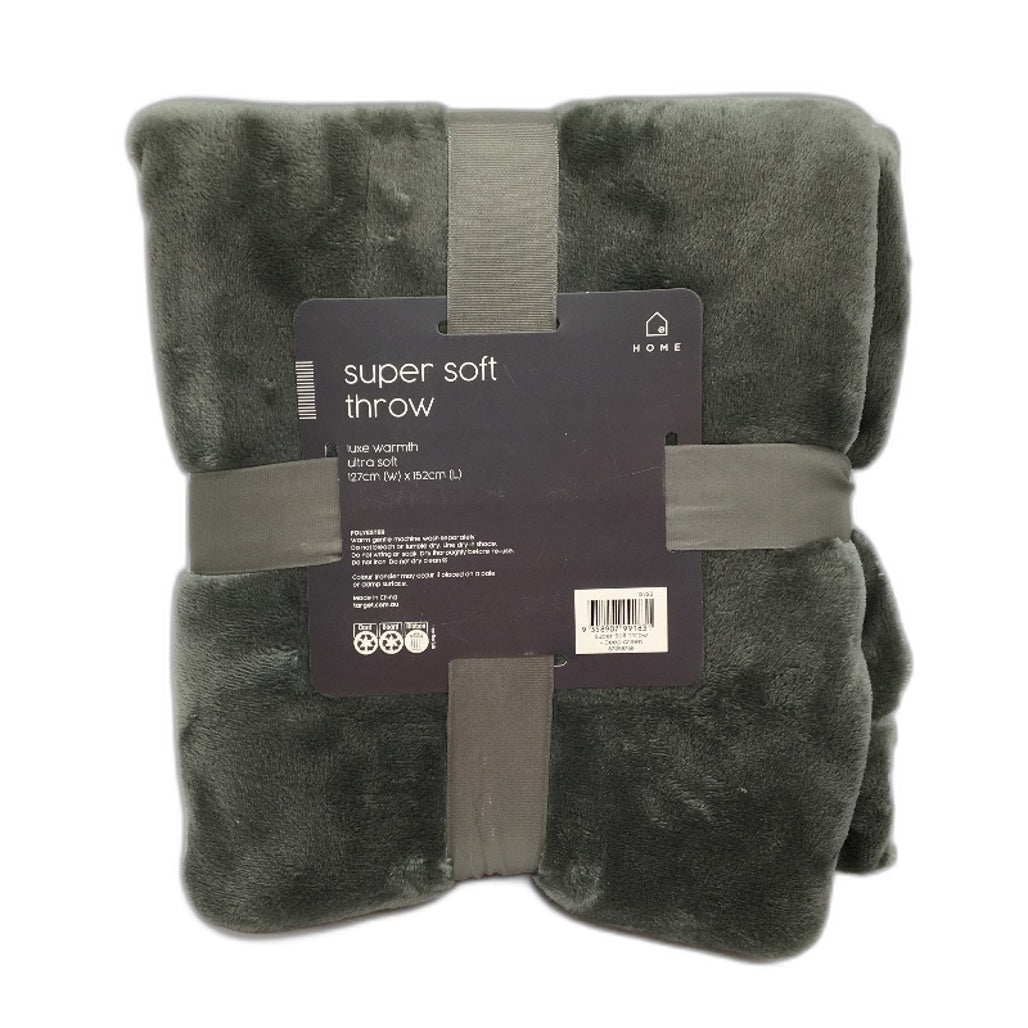 Super Soft Deep Green Luxe Warmth Plush Throw 127x152cm NEW