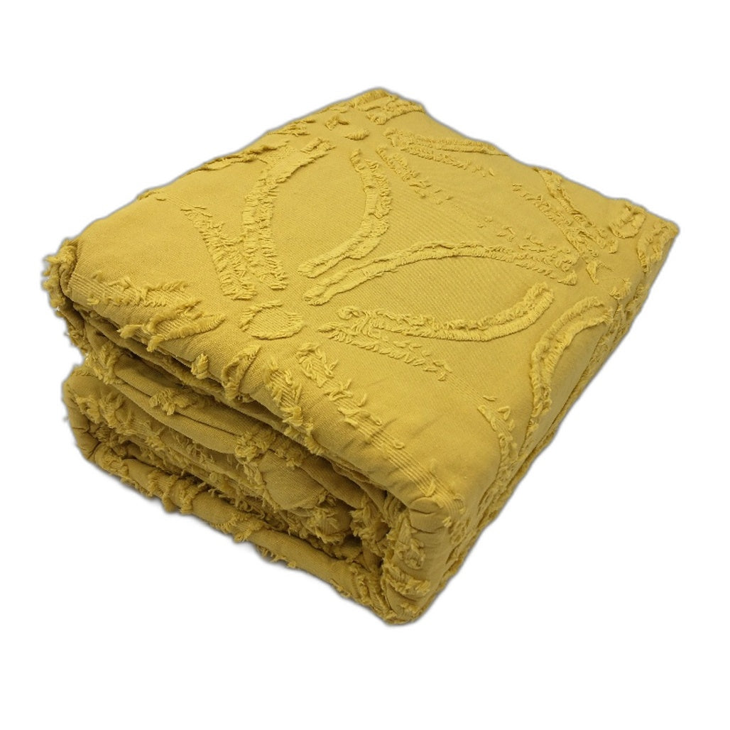 Willow Mustard Tufted Quilt Cover Set Incl. 2 Pillow Cases Queen NEW