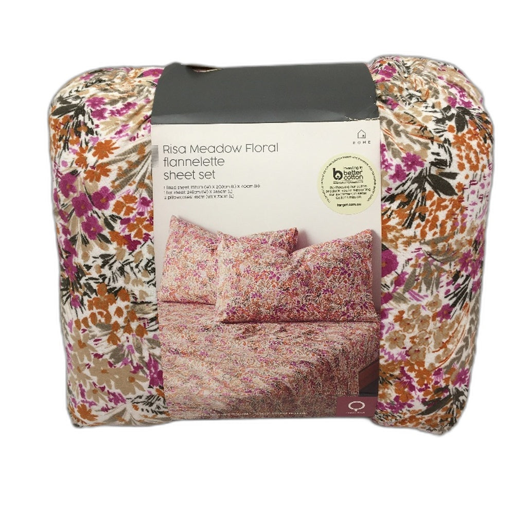 Target Home Risa Meadow Floral Soft Flannelette Sheet Set Queen NEW