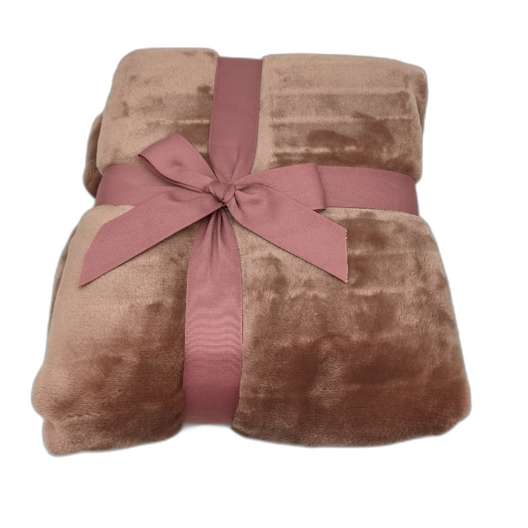 Luxe Super Soft Warmth Dusty Pink Plush Throw Size 127x152cm NEW