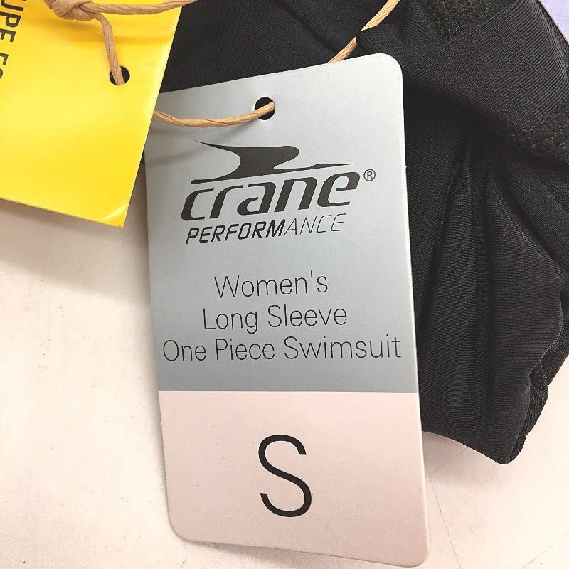 Crane Black Long Sleeve Zip Up One Piece UV Protection Swimsuit Ladies Size Small NEW