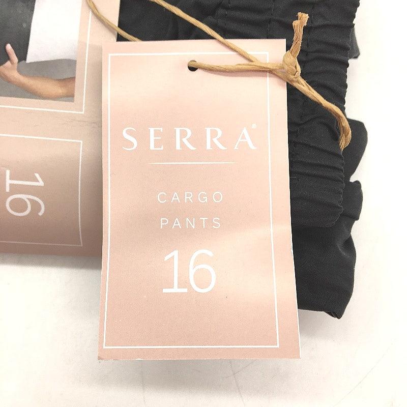 Serra Black Stretchy Drawstring Cargo Pants Ladies Size 16 NEW