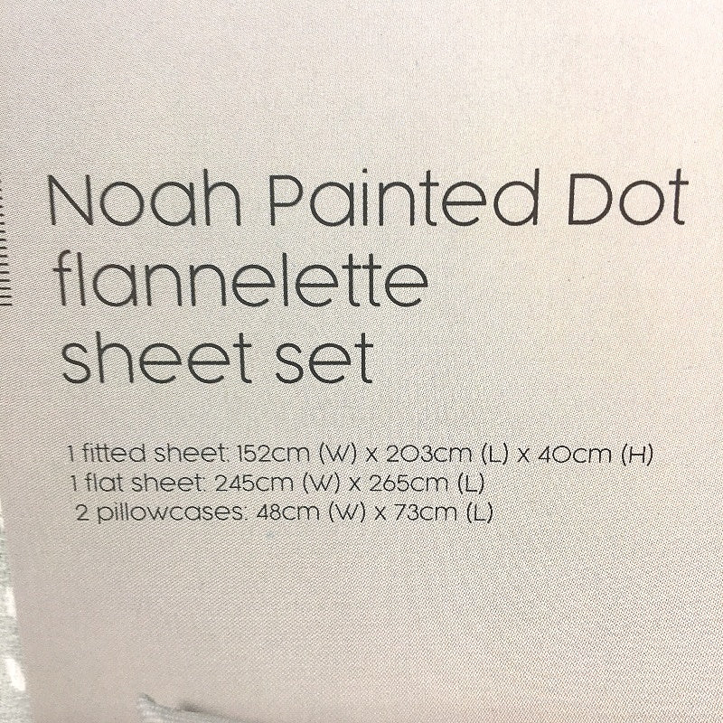 Noah Painted Green Dot Flannelette Cotton Sheet Set Queen NEW