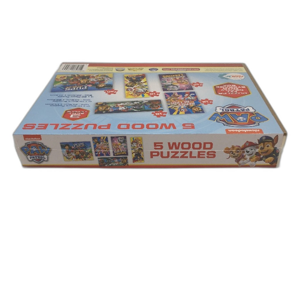 5 Pce Nickelodeon Paw Patrol Wooden Puzzles & Zuma Plushy Toy NEW