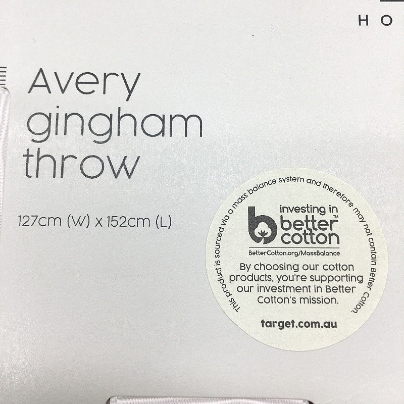 Avery Gingham Cotton Peach Throw Size 127cmx152cm NEW