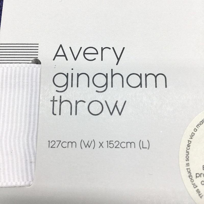 Avery Gingham Cotton Cobalt Blue Throw Size 127cmx152cm NEW