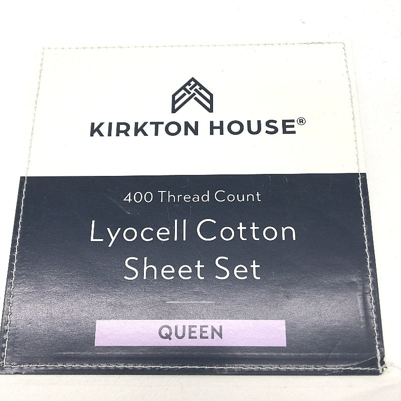 Kirkton House Lyocell Cotton 400 Thread Count White Queen Sheet Set NEW