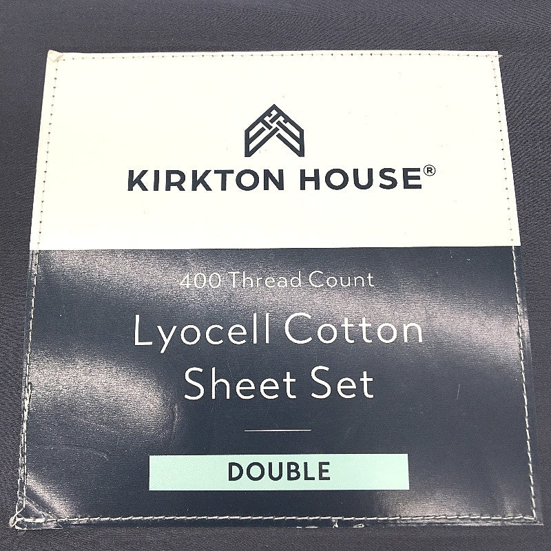 Kirkton House 400 Thread Count Navy Lyocell Cotton Sheet Set Double NEW