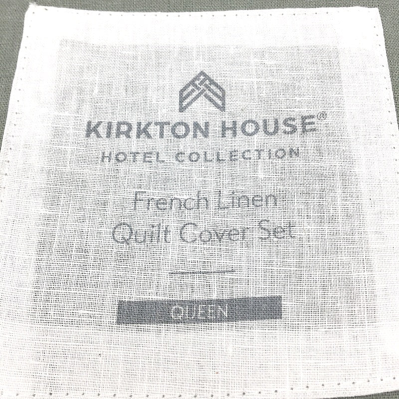 Kirkton House Sage Green French Linen Quilt Cover Set Queen NEW