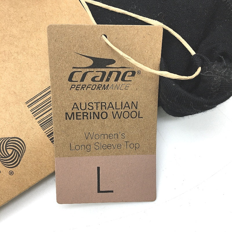 Crane Performance Australian Merino Wool Womens Long Sleeve Top Size L NEW