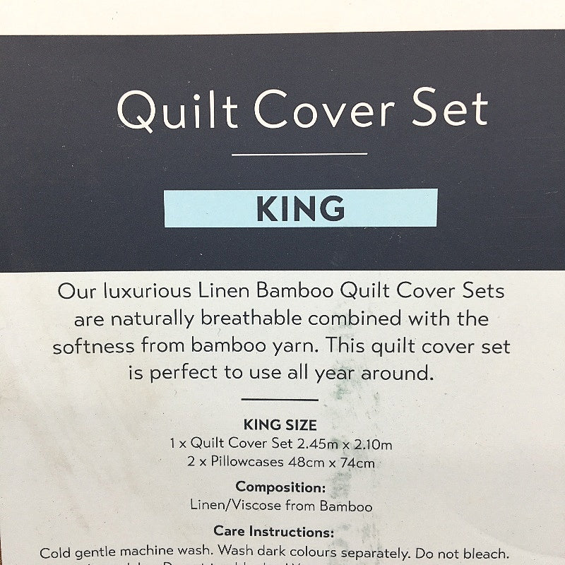 Kirkton House King Linen Bamboo Quilt Mustard Cover Set NEW