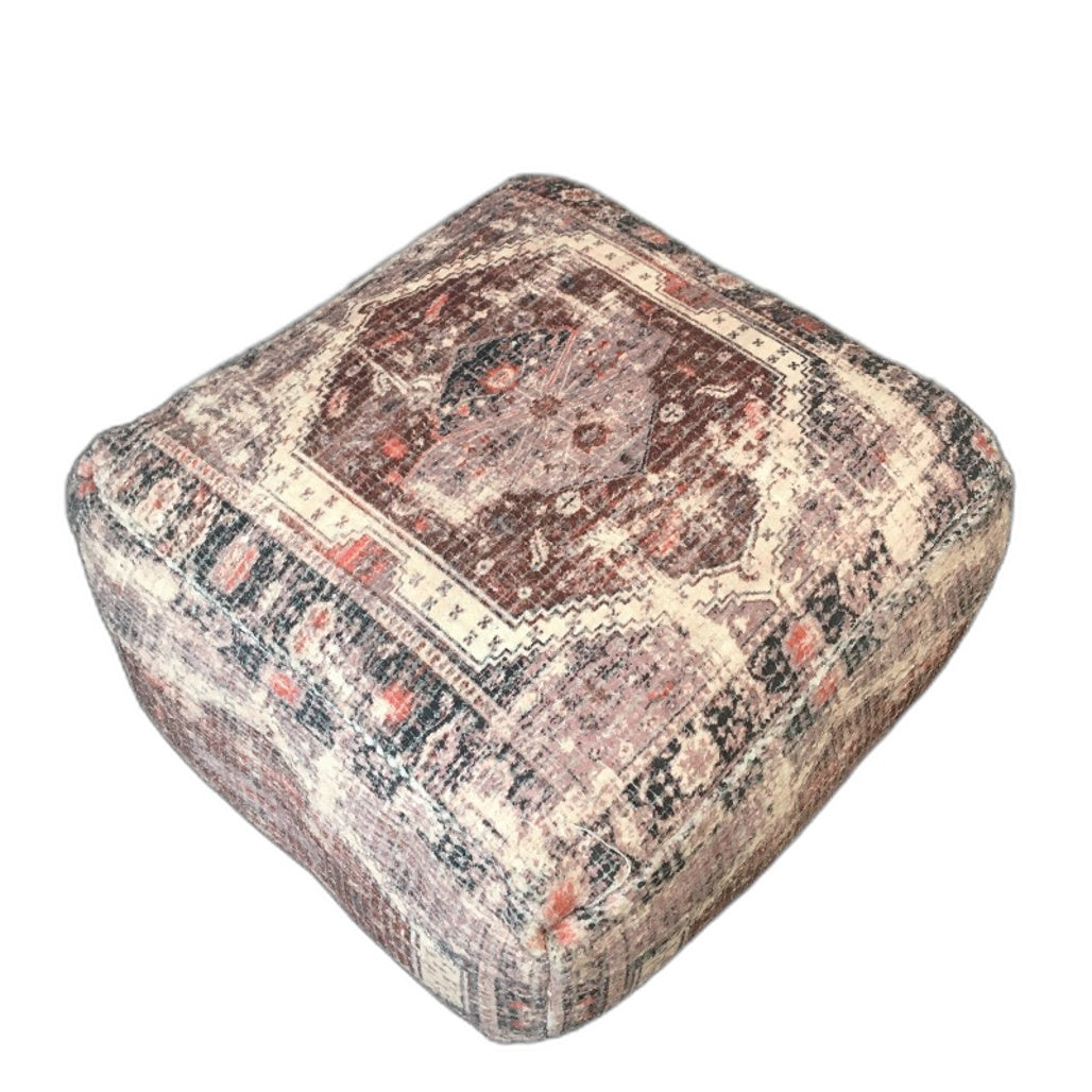 Kirkton House Square Aztec Design Removable Cover Ottoman Foot Stool NEW