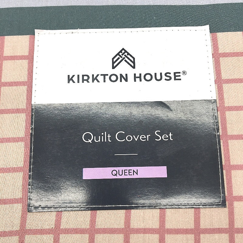 Kirkton House Multicoloured Stripe Pattern Quilt Cover Set Queen NEW