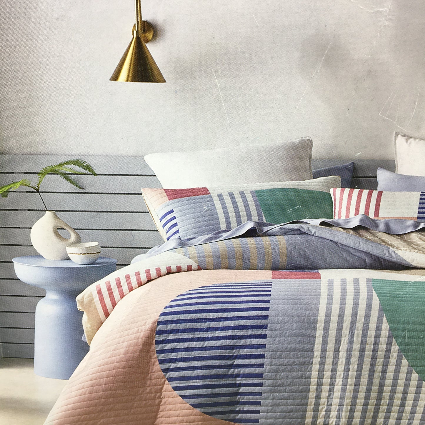 Kirkton House Multicoloured Stripe Pattern Quilt Cover Set Queen NEW