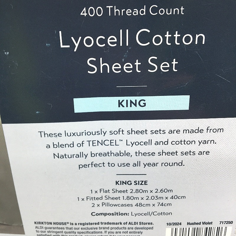 Kirkton House 400 Thread Count Pink Lyocell Cotton Sheet Set King NEW