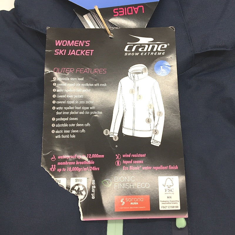 Crane Snow Extreme Womens Navy Waterproof Ski Jacket Size L NEW