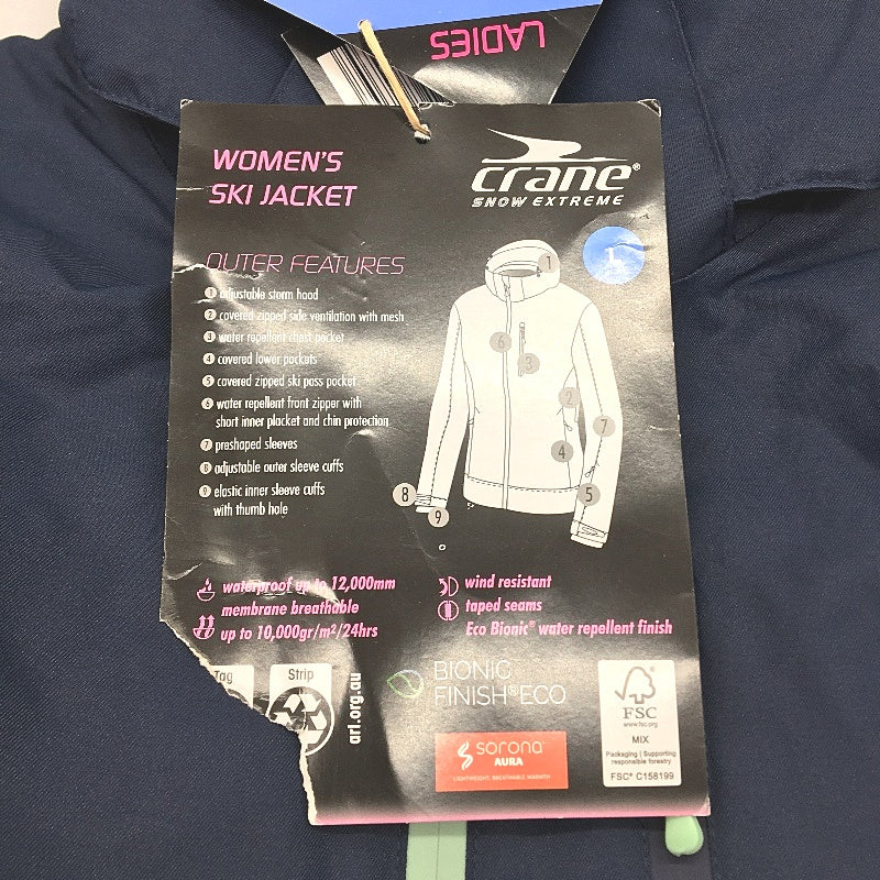 Crane Snow Extreme Womens Navy Waterproof Ski Jacket Size L NEW