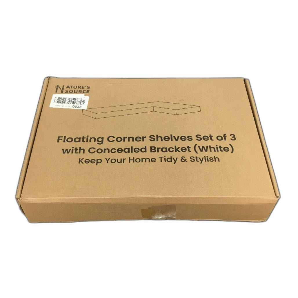 Natures's Source Floating Corner Shelves Set of 3 with Concealed Bracket NEW